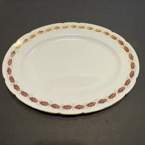 Paragon Elegance Oval Serving Platter Plate Bone China England Burgundy Leave 13